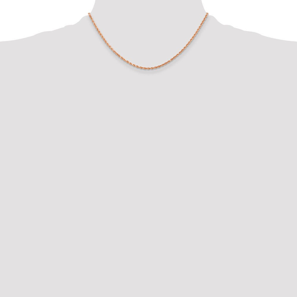 14K Rose Gold 2mm Diamond-cut Rope with Lobster Clasp Chain