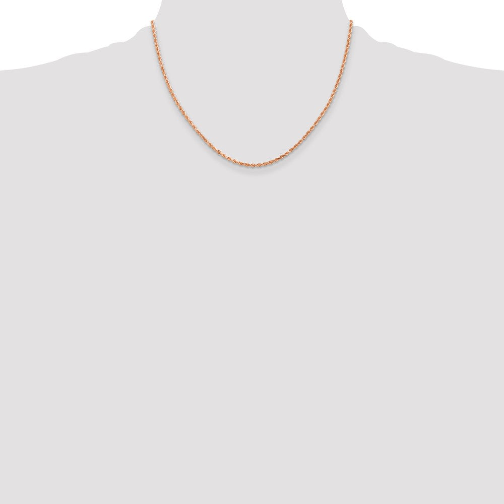 14K Rose Gold 2mm Diamond-cut Rope with Lobster Clasp Chain