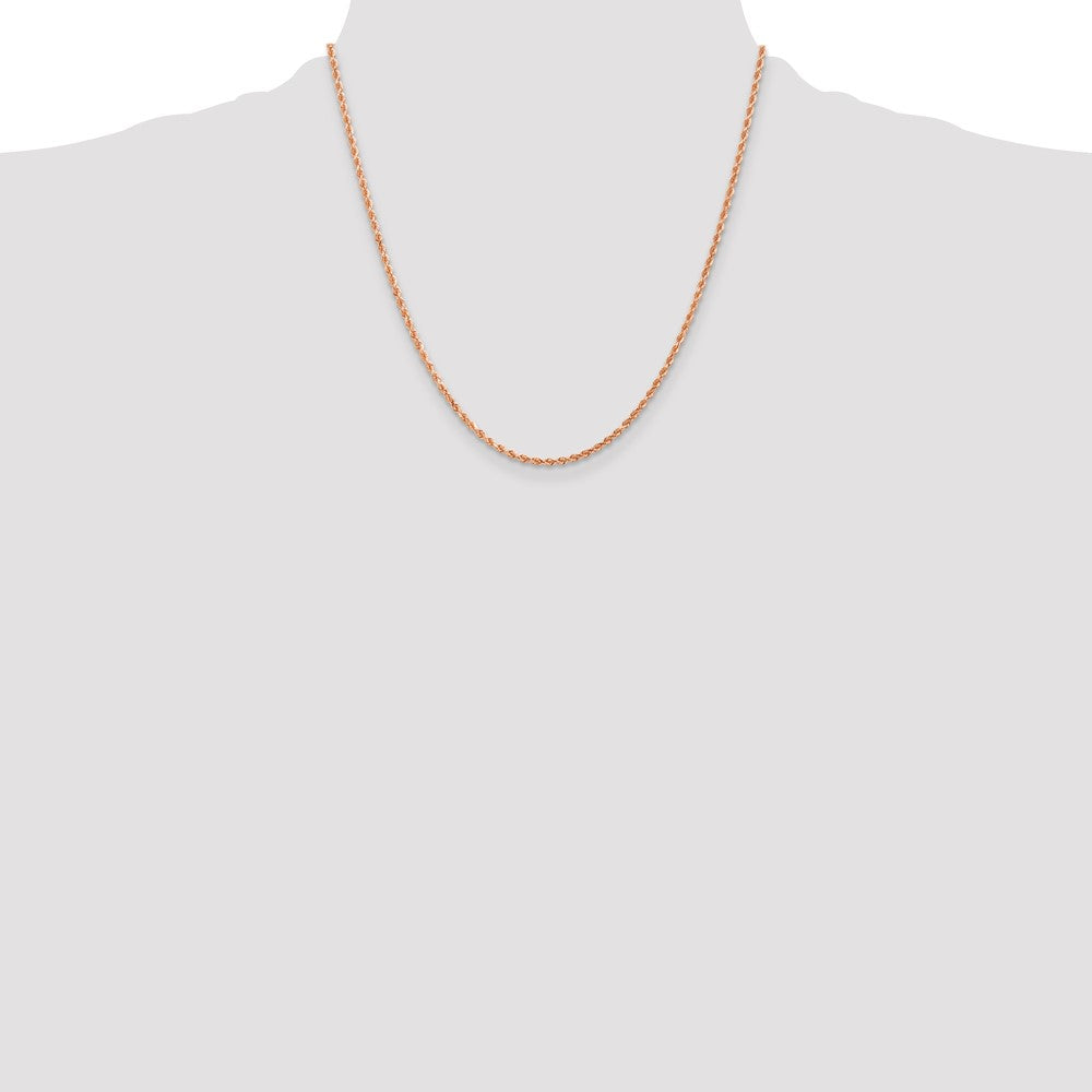 14K Rose Gold 2mm Diamond-cut Rope with Lobster Clasp Chain