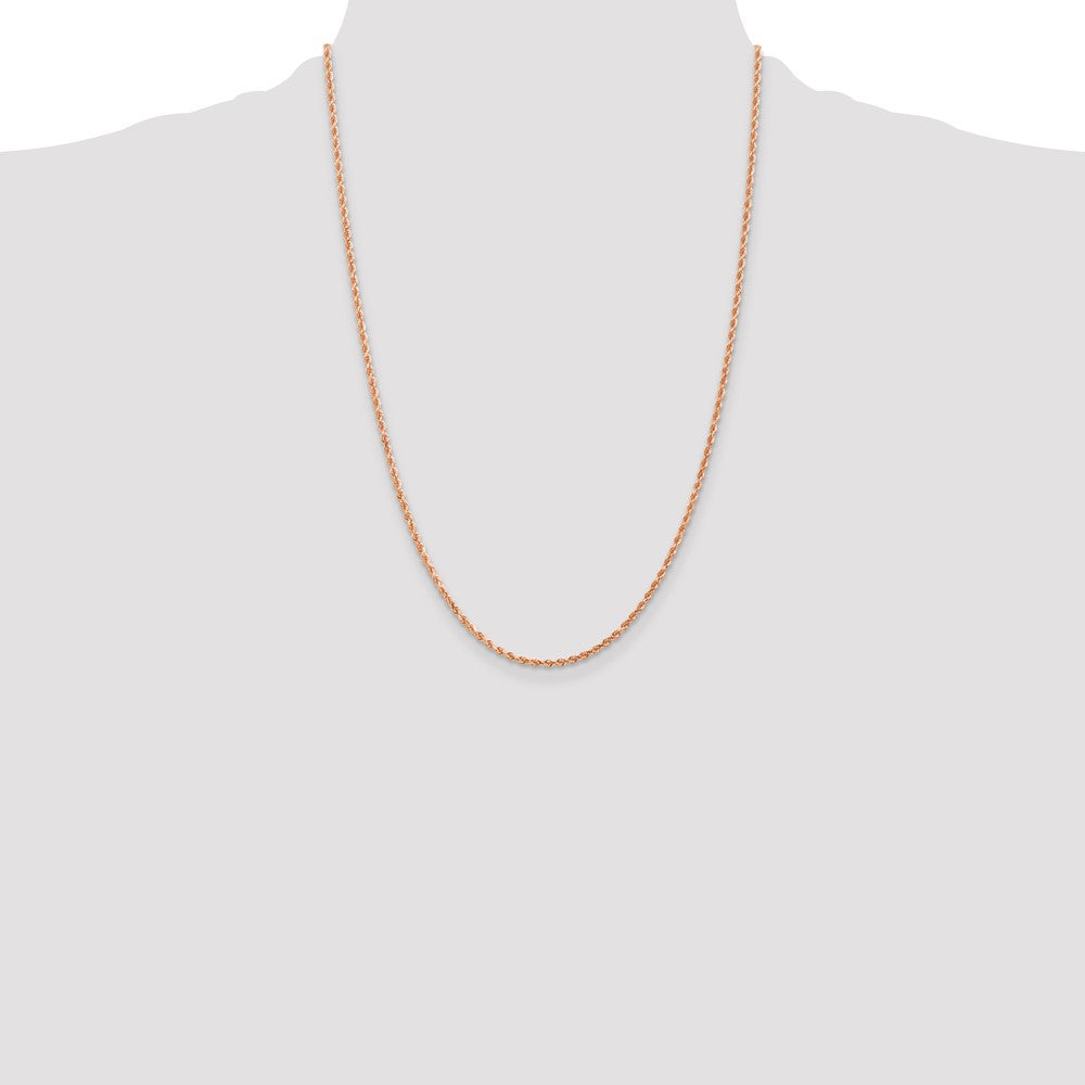 14K Rose Gold 2mm Diamond-cut Rope with Lobster Clasp Chain
