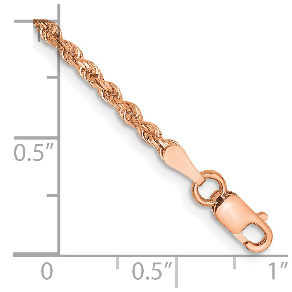 14K Rose Gold 2mm Diamond-cut Rope with Lobster Clasp Chain