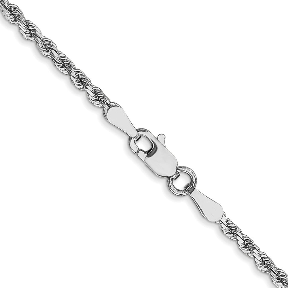 14K White Gold 2mm Diamond-cut Rope with Lobster Clasp Chain