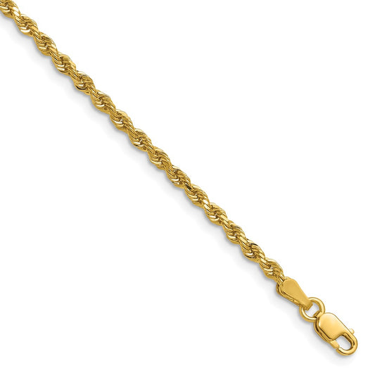 14K 2.25mm Diamond-cut Rope with Lobster Clasp Chain