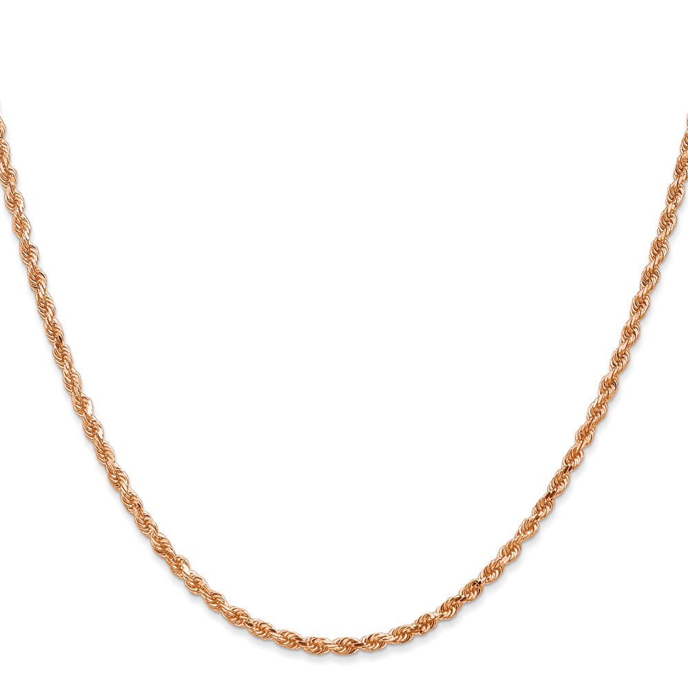 14K Rose Gold 2.25mm Diamond-cut Rope with Lobster Clasp Chain
