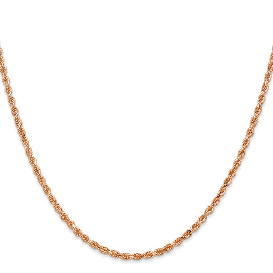 14K Rose Gold 2.25mm Diamond-cut Rope with Lobster Clasp Chain