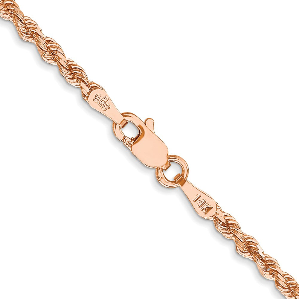 14K Rose Gold 2.25mm Diamond-cut Rope with Lobster Clasp Chain