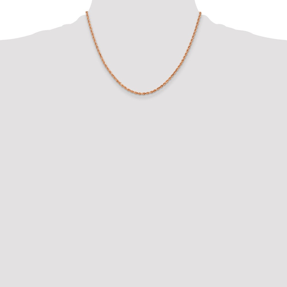 14K Rose Gold 2.25mm Diamond-cut Rope with Lobster Clasp Chain