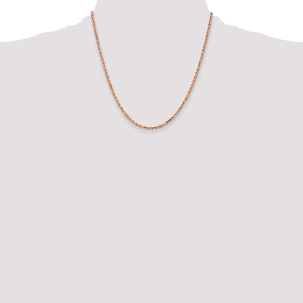14K Rose Gold 2.25mm Diamond-cut Rope with Lobster Clasp Chain