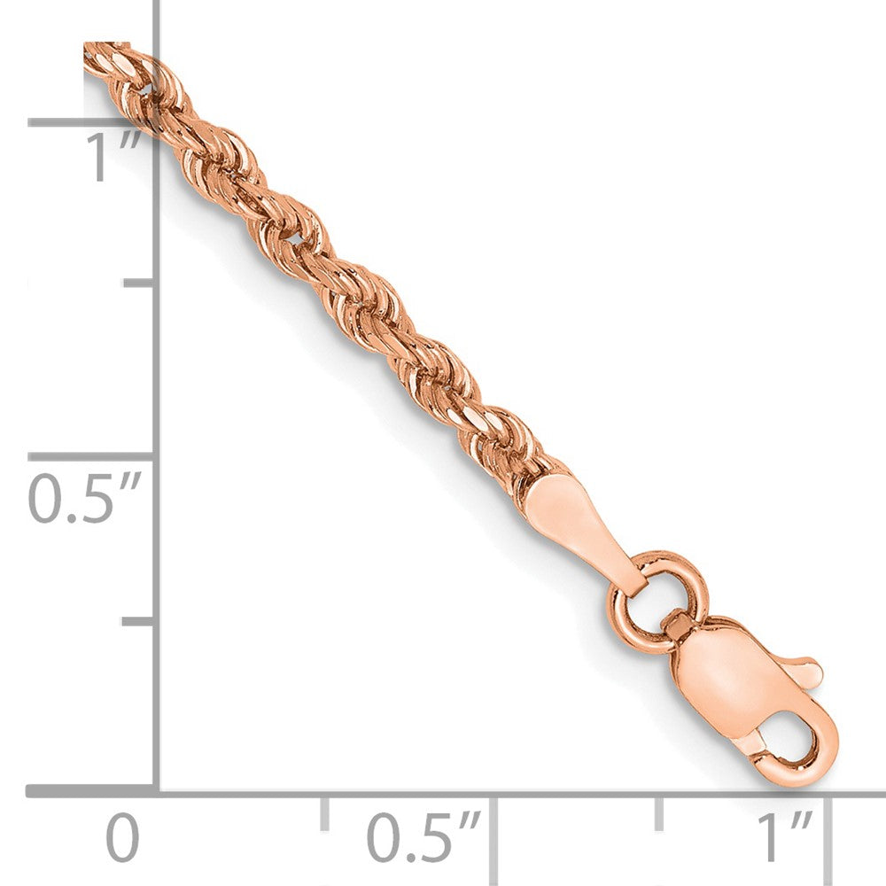 14K Rose Gold 2.25mm Diamond-cut Rope with Lobster Clasp Chain