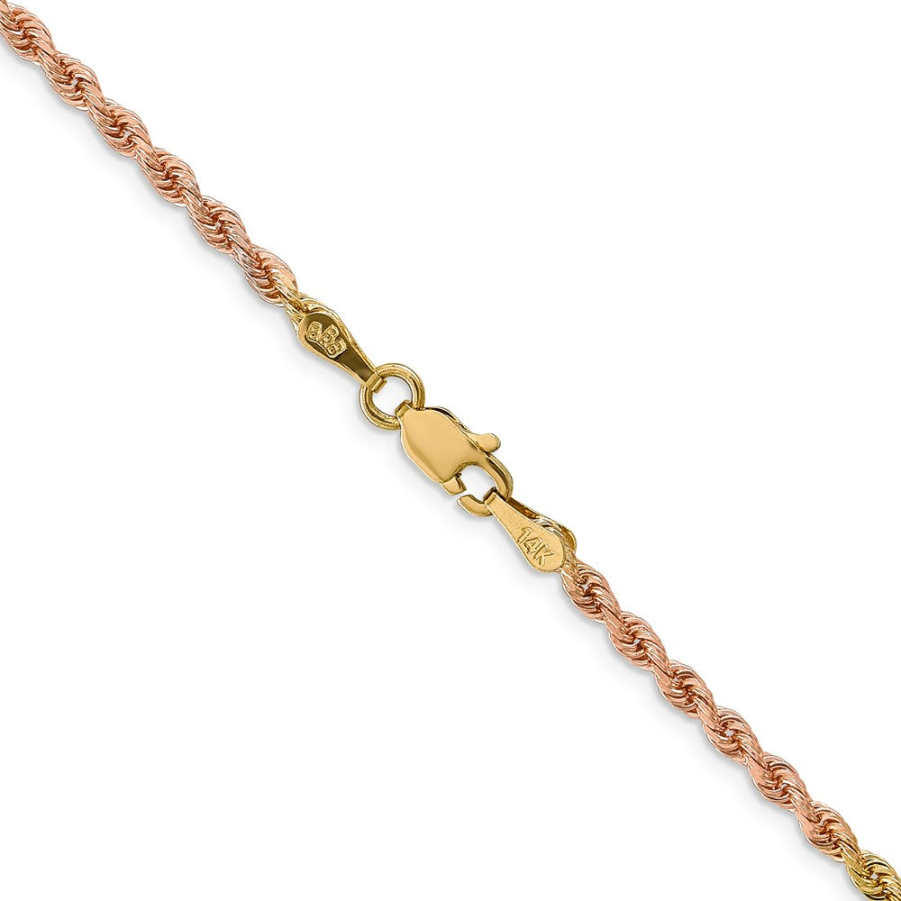 14K Tri-colored 2.5mm Diamond-cut Rope with Lobster Clasp Chain