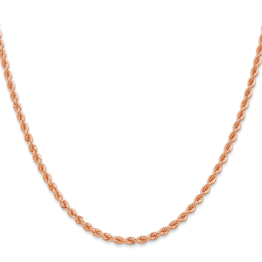 14k Rose Gold 2.75mm Diamond-cut Rope with Lobster Clasp Chain