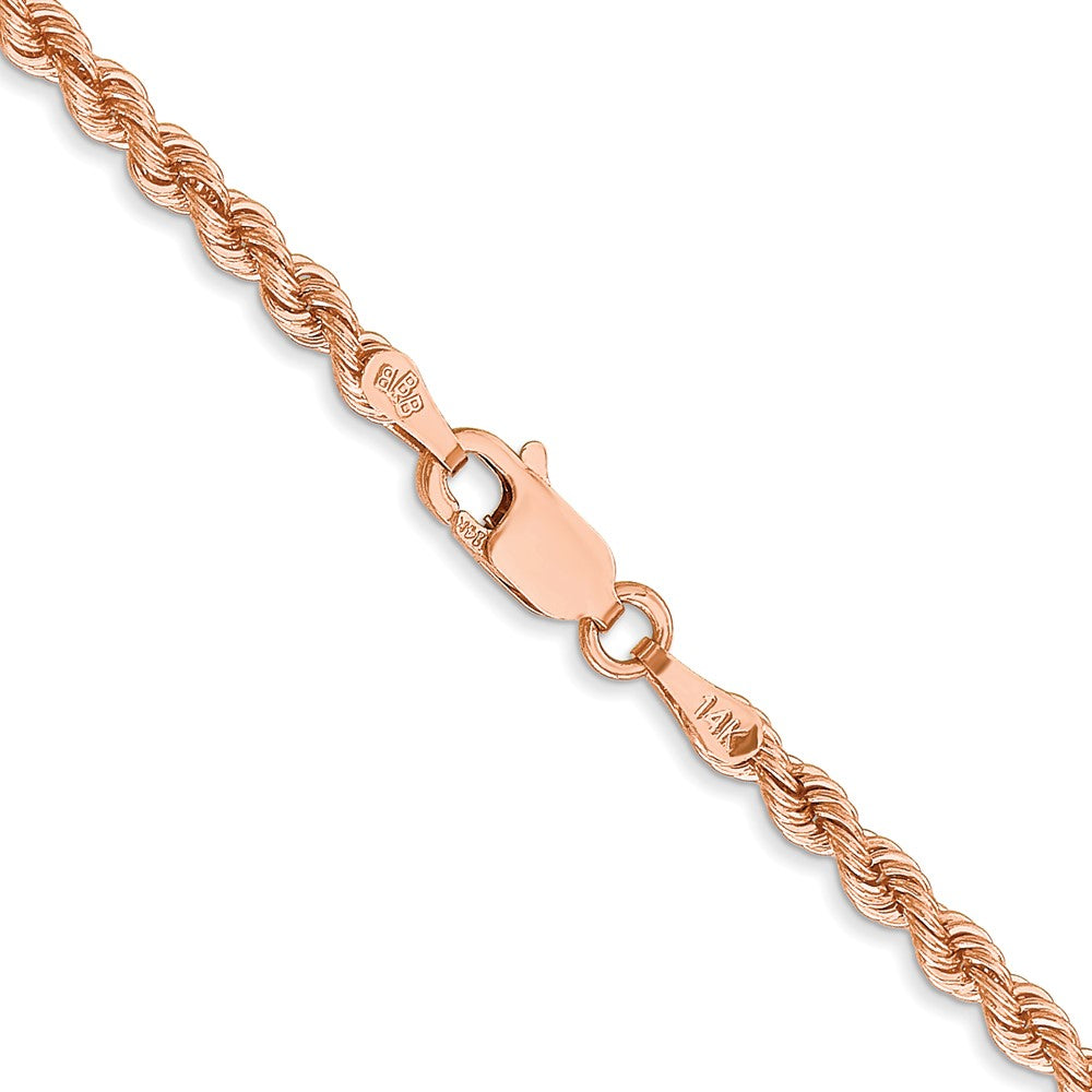 14k Rose Gold 2.75mm Diamond-cut Rope with Lobster Clasp Chain