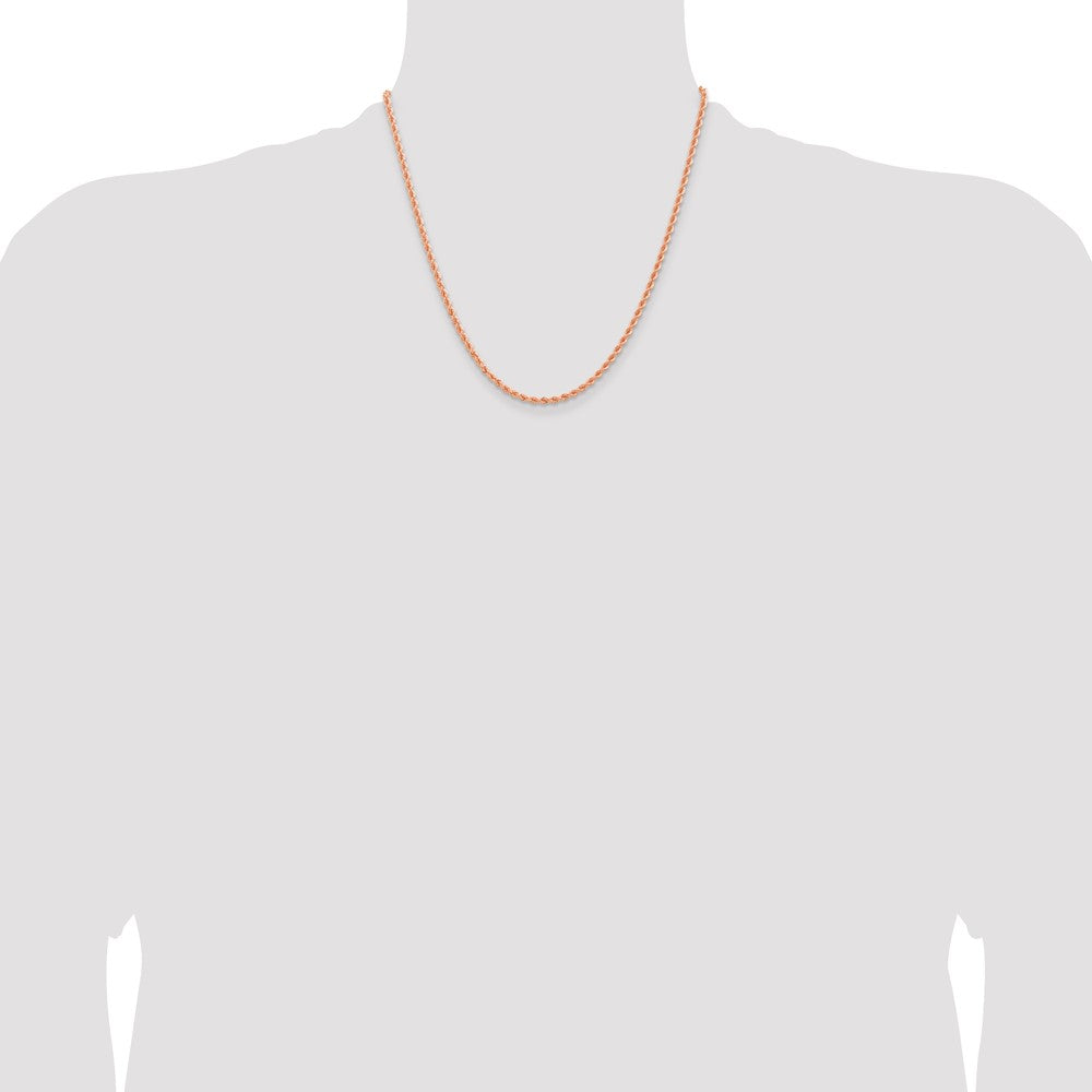 14k Rose Gold 2.75mm Diamond-cut Rope with Lobster Clasp Chain