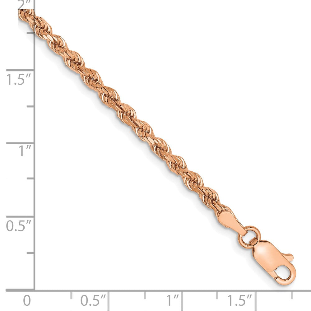 14k Rose Gold 2.75mm Diamond-cut Rope with Lobster Clasp Chain