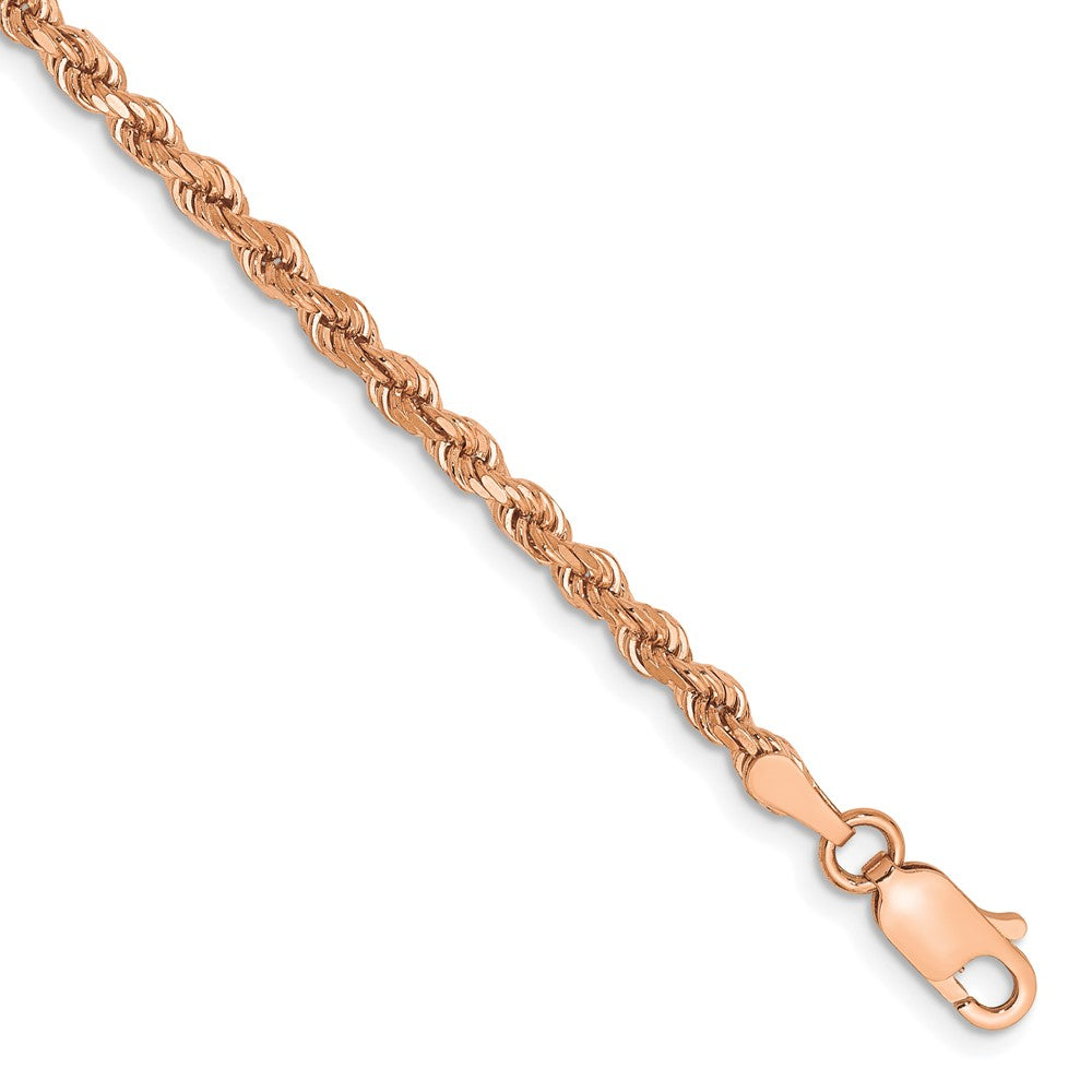 14k Rose Gold 2.75mm Diamond-cut Rope with Lobster Clasp Chain