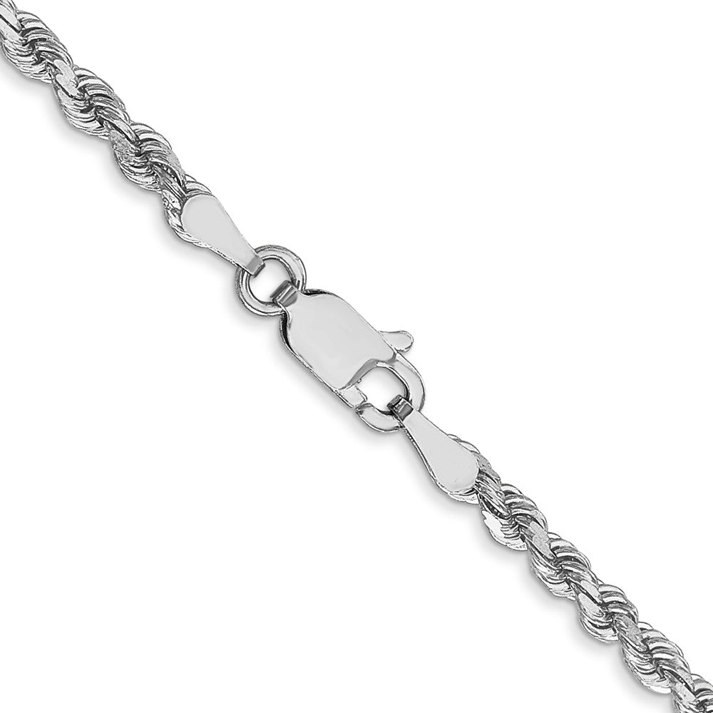 14K White Gold 2.75mm Diamond-cut Rope with Lobster Clasp Chain
