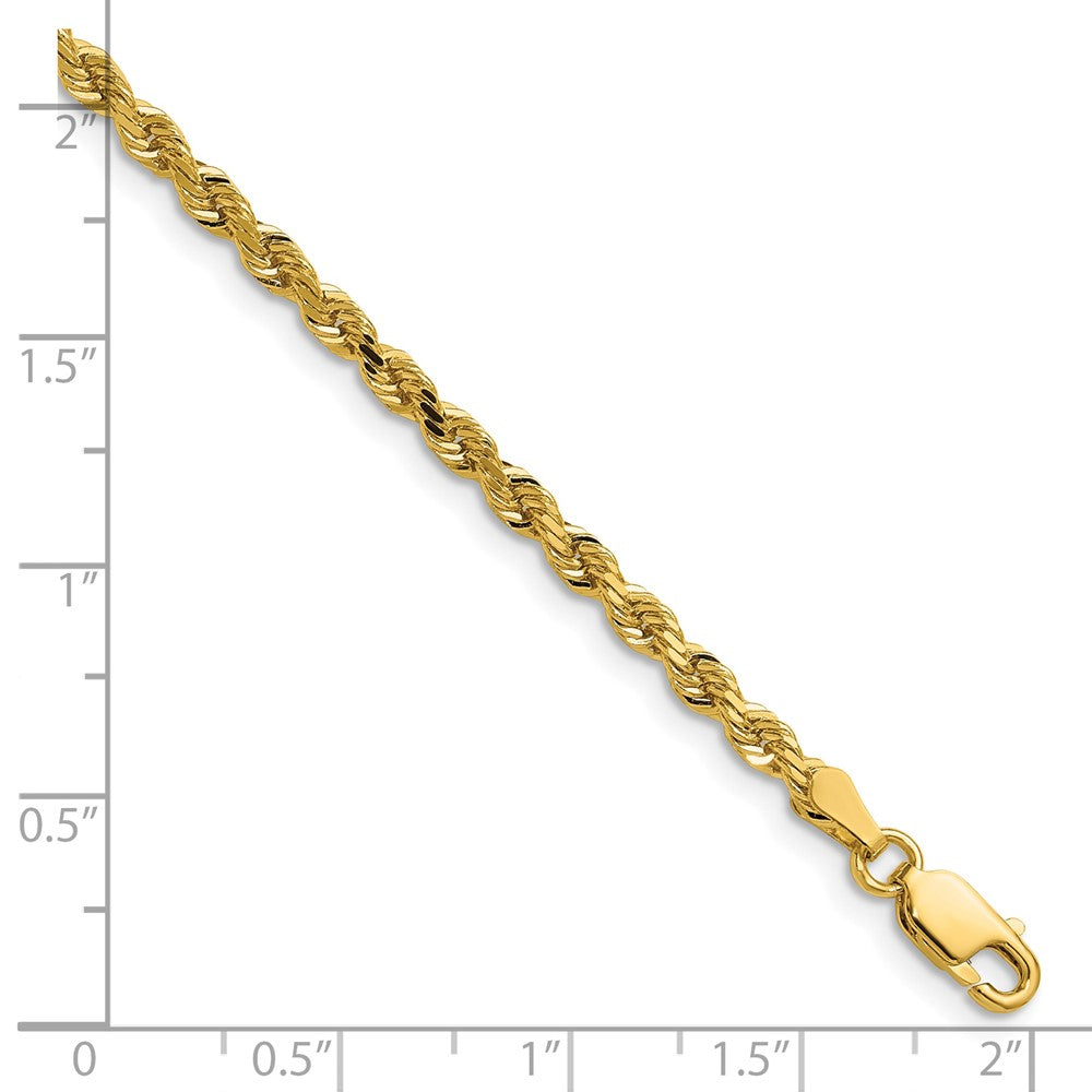 14K 3mm Diamond-cut Rope with Lobster Clasp Chain