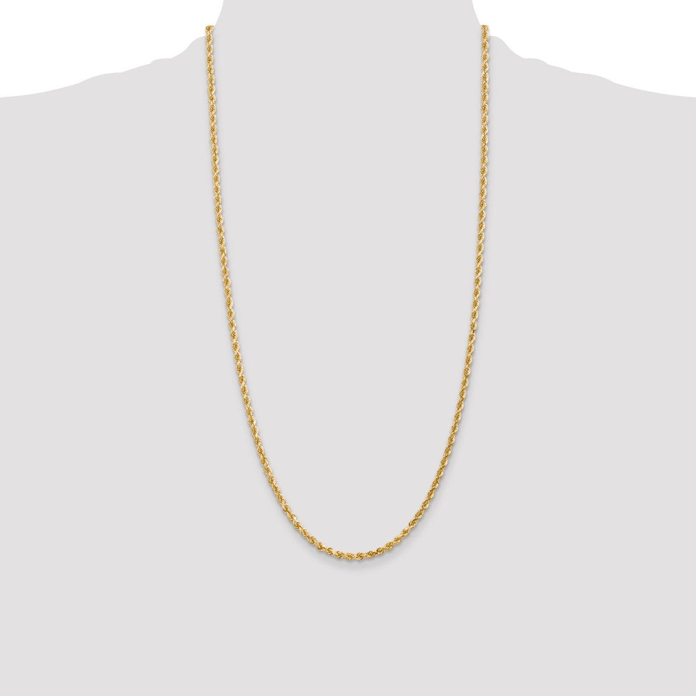 14K 3mm Diamond-cut Rope with Lobster Clasp Chain