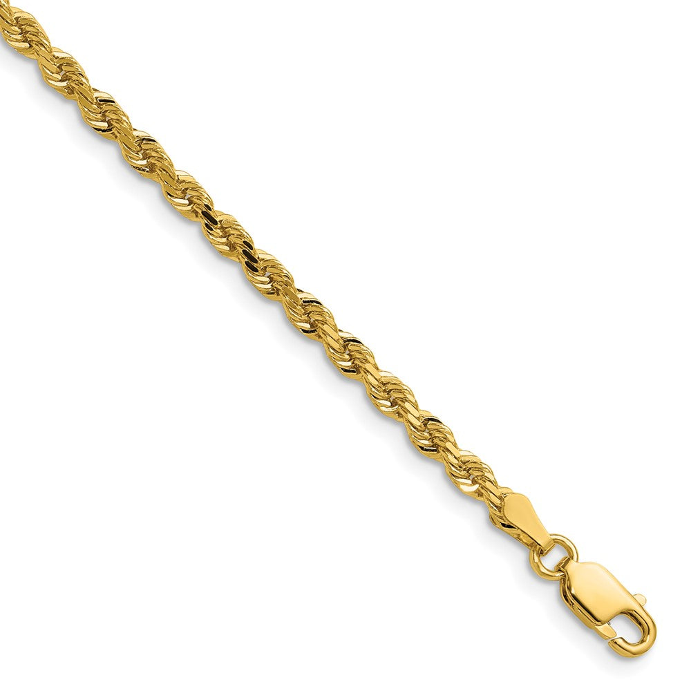 14K 3mm Diamond-cut Rope with Lobster Clasp Chain