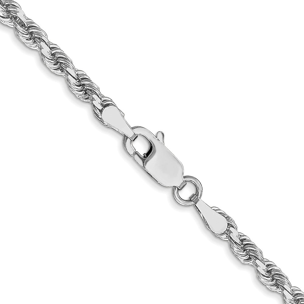 14K White Gold 3mm Diamond-cut Rope with Lobster Clasp Chain