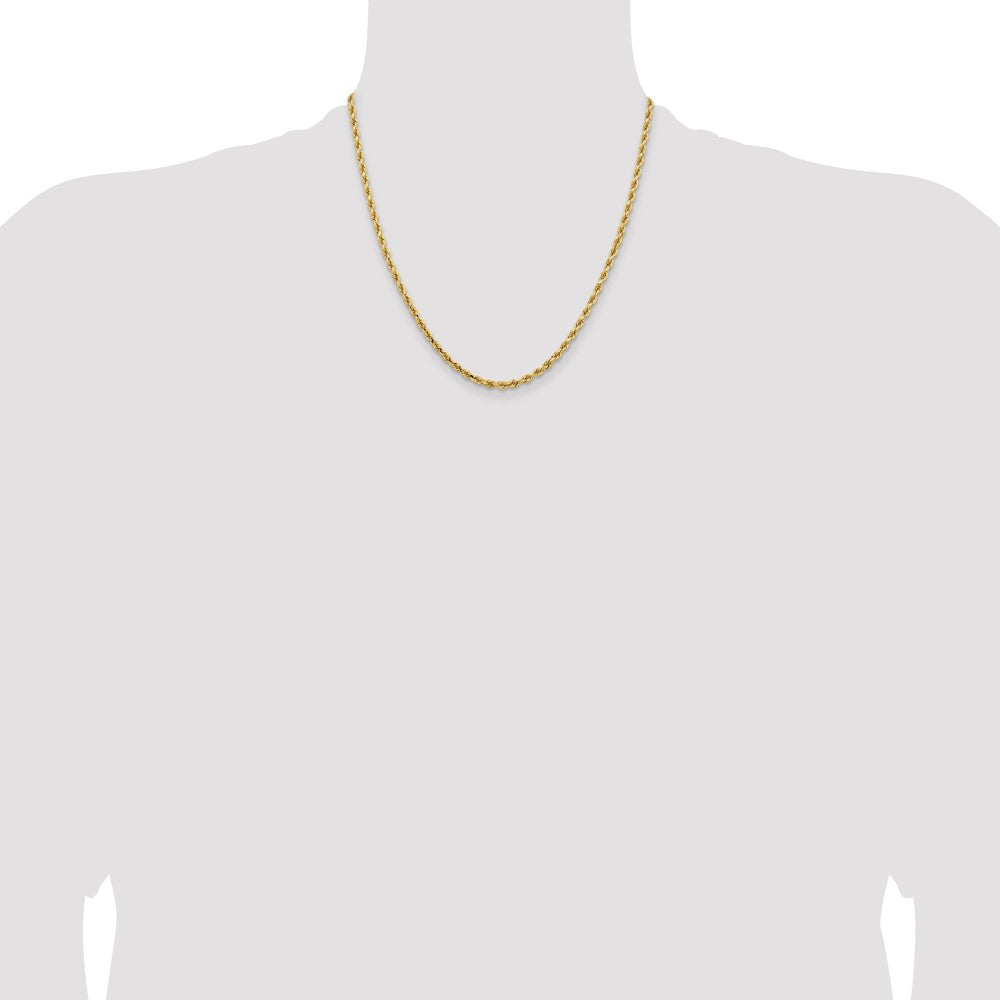 14K 3.25mm Diamond-cut Rope with Lobster Clasp Chain