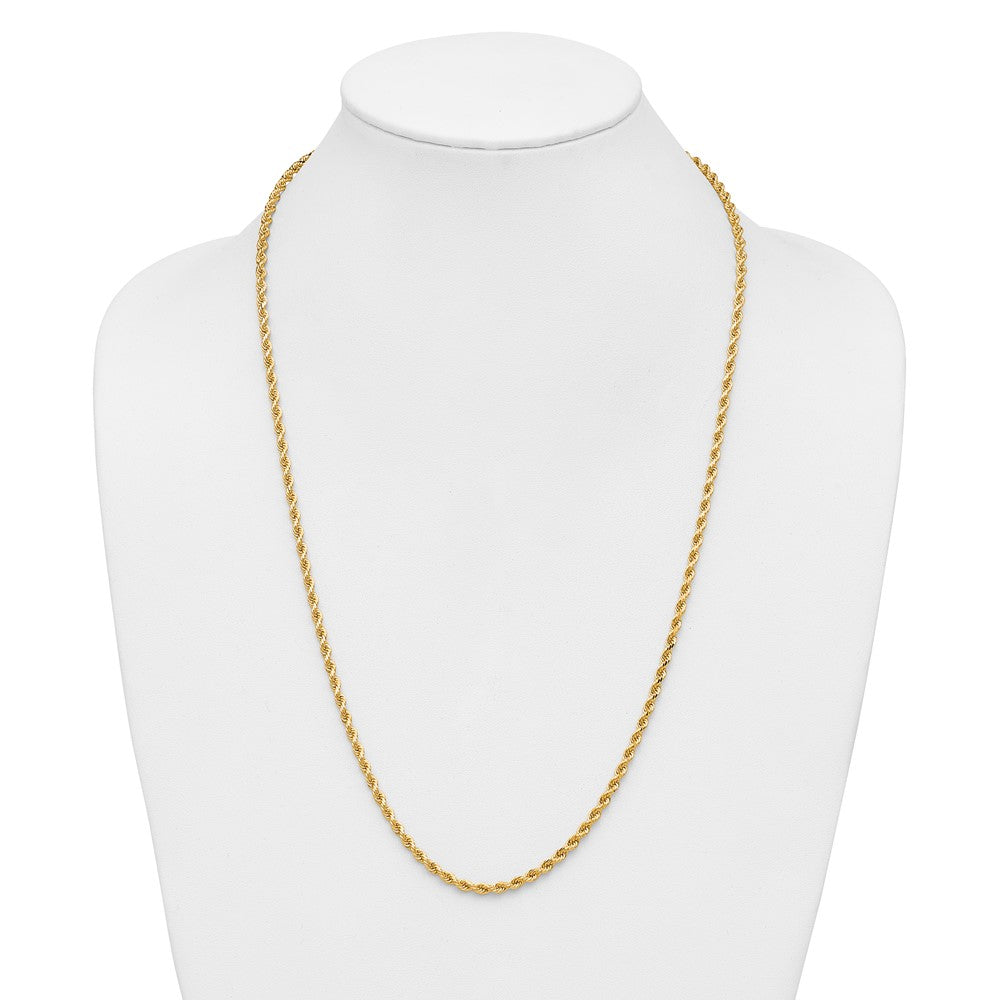 14K 3.25mm Diamond-cut Rope with Lobster Clasp Chain