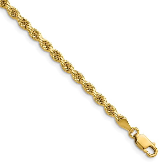 14K 3.25mm Diamond-cut Rope with Lobster Clasp Chain