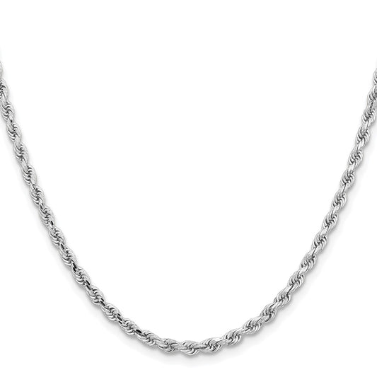 14K White Gold 3.25mm Diamond-cut Rope with Lobster Clasp Chain