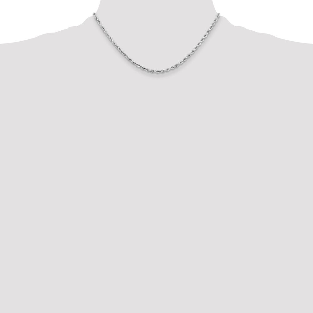 14K White Gold 3.25mm Diamond-cut Rope with Lobster Clasp Chain