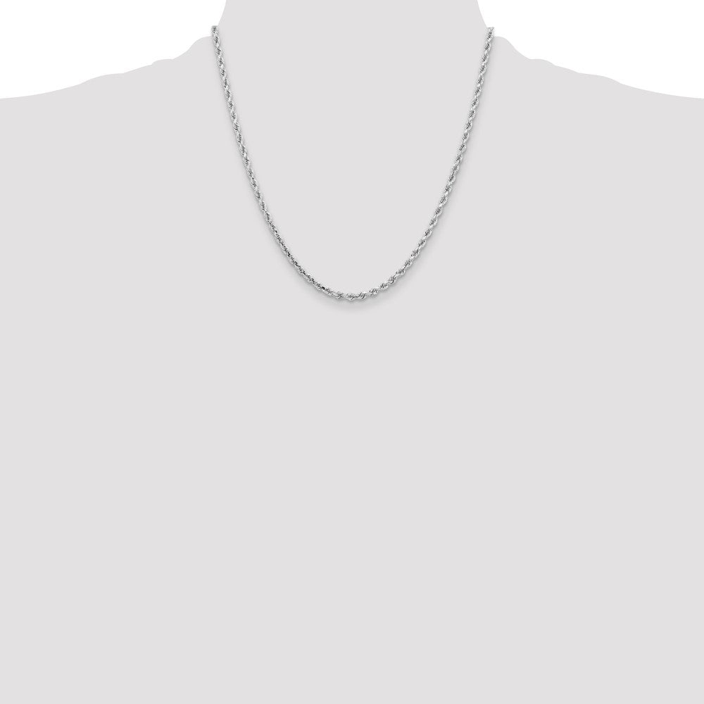 14K White Gold 3.25mm Diamond-cut Rope with Lobster Clasp Chain