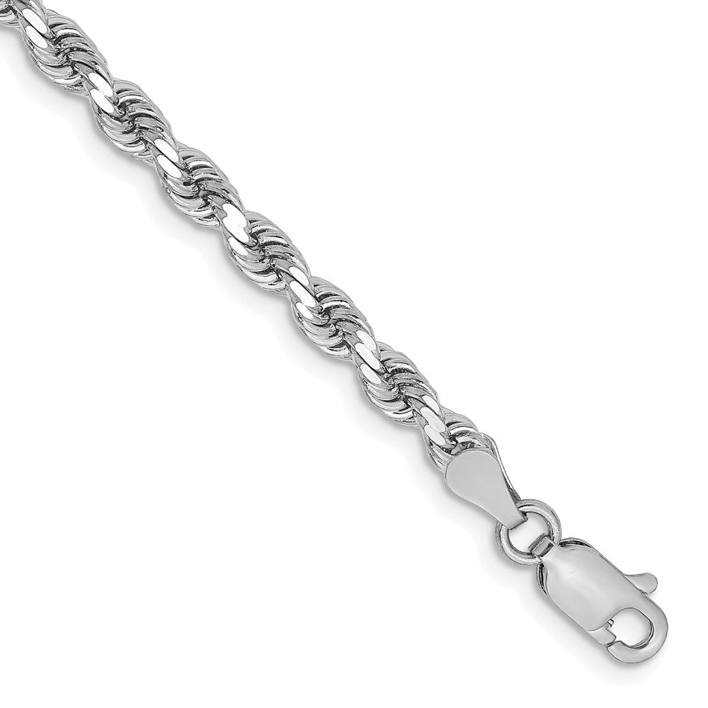 14K White Gold 3.25mm Diamond-cut Rope with Lobster Clasp Chain