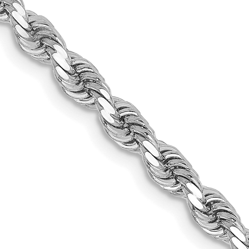 14K White Gold 3.25mm Diamond-cut Rope with Lobster Clasp Chain