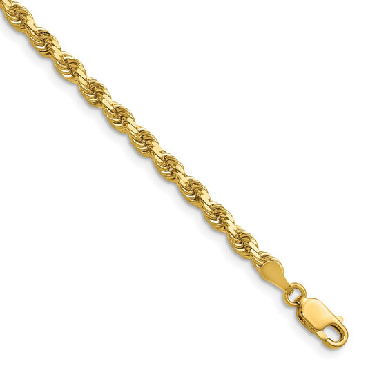 14K 3.5mm Diamond-cut Rope with Lobster Clasp Chain