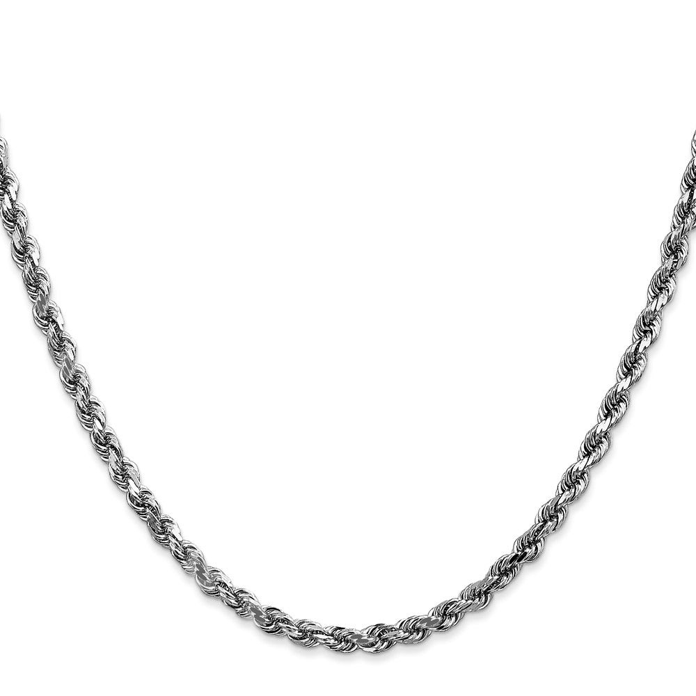 14K White Gold 3.5mm Diamond-cut Rope with Lobster Clasp Chain