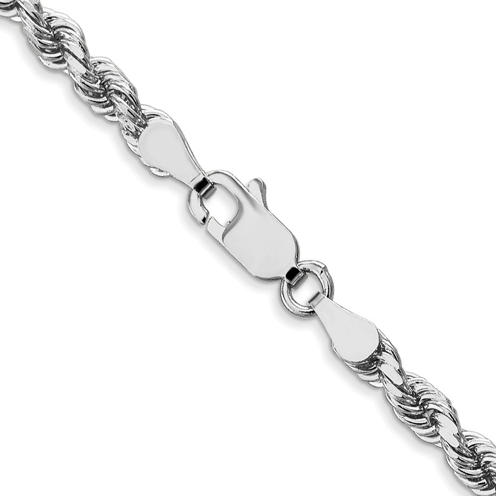 14K White Gold 3.5mm Diamond-cut Rope with Lobster Clasp Chain