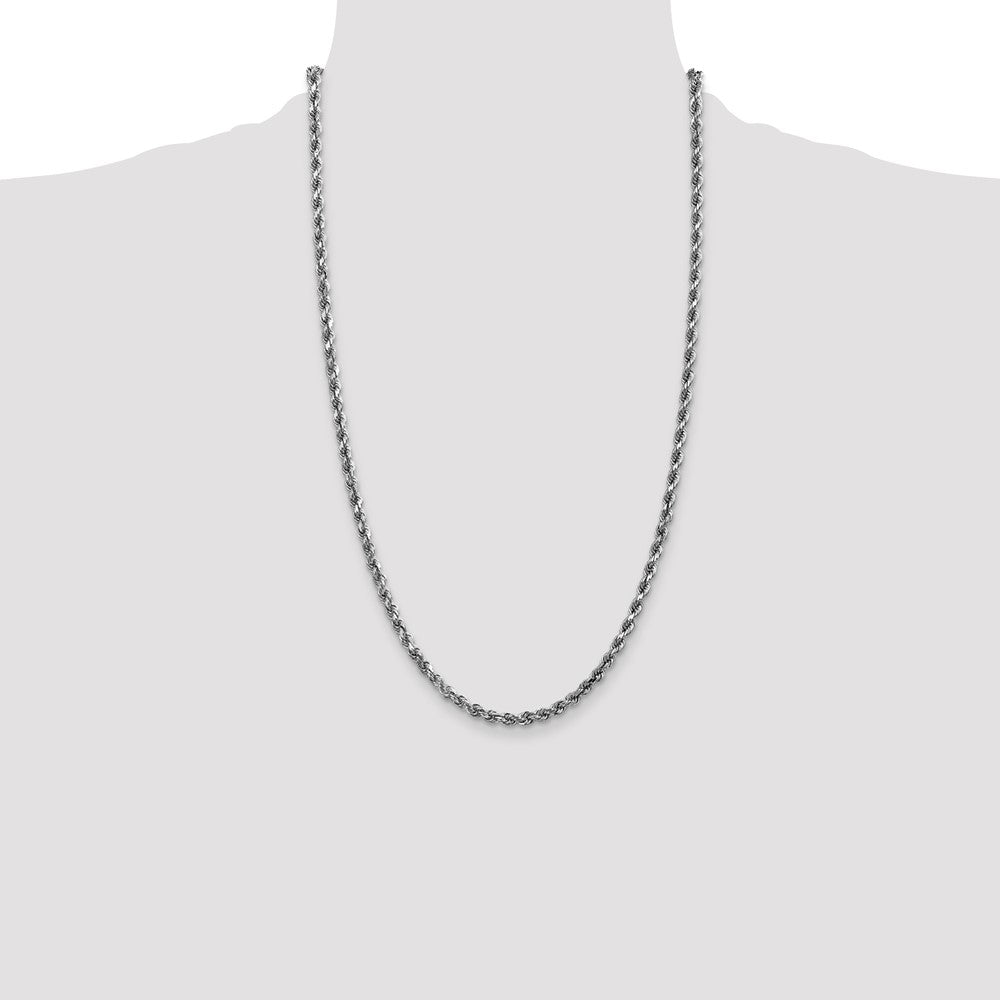 14K White Gold 3.5mm Diamond-cut Rope with Lobster Clasp Chain