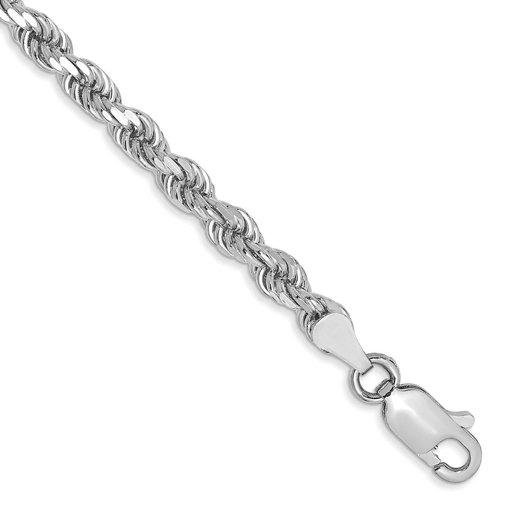 14K White Gold 3.5mm Diamond-cut Rope with Lobster Clasp Chain