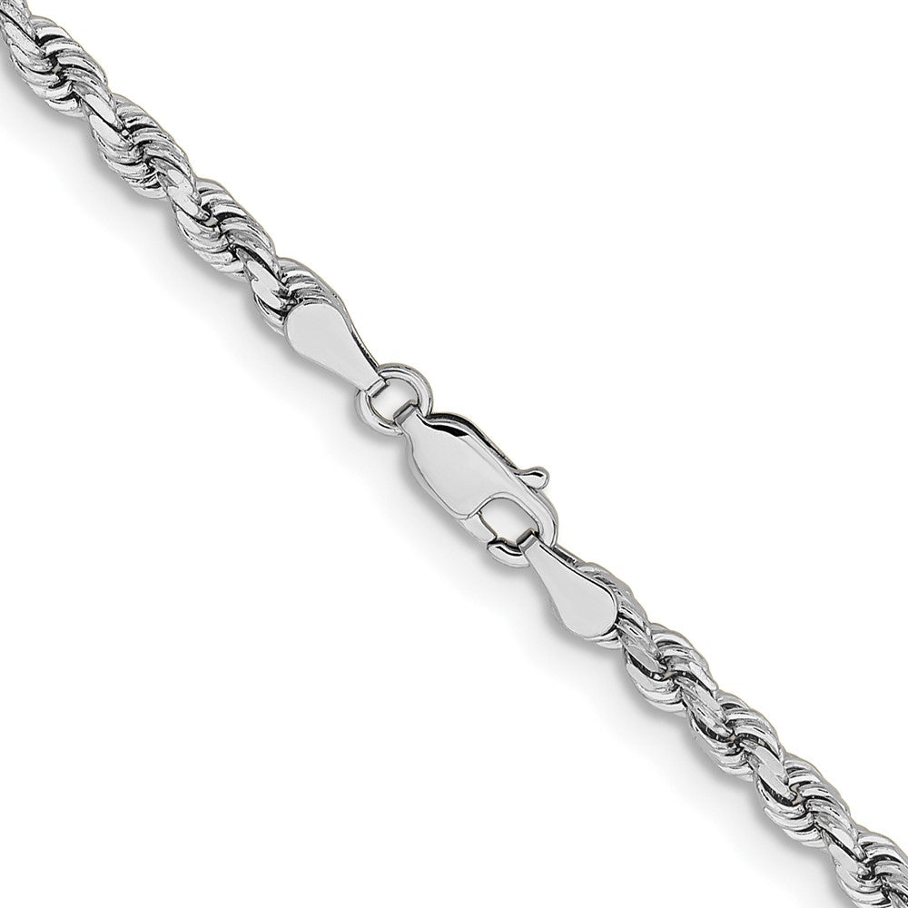 14K White Gold 3.75mm Diamond-cut Rope with Lobster Clasp Chain