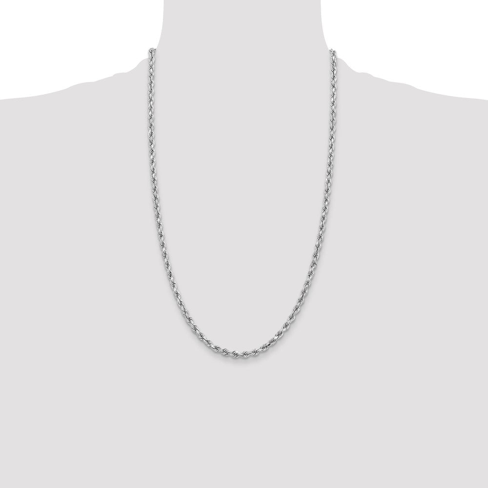 14K White Gold 3.75mm Diamond-cut Rope with Lobster Clasp Chain