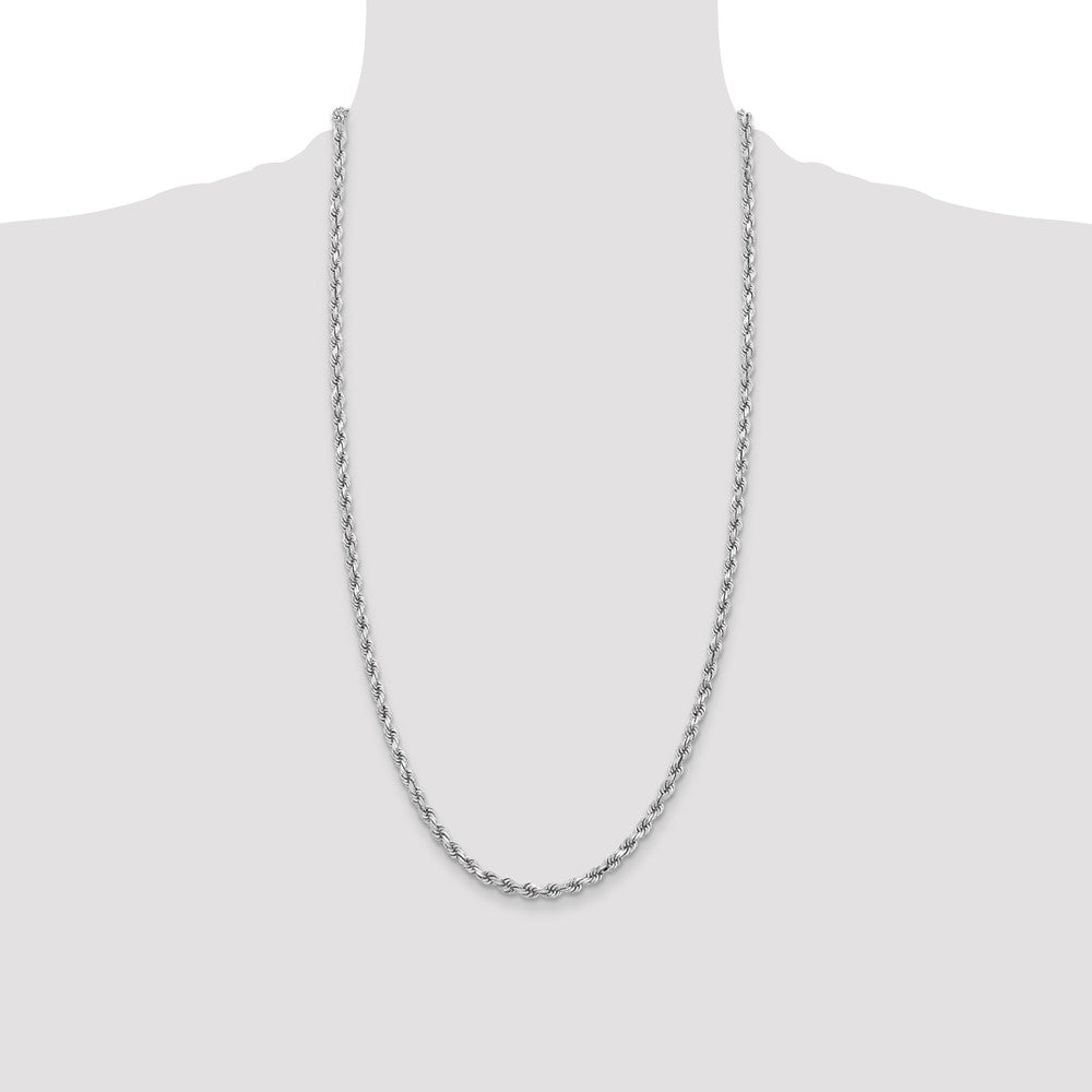 14K White Gold 3.75mm Diamond-cut Rope with Lobster Clasp Chain