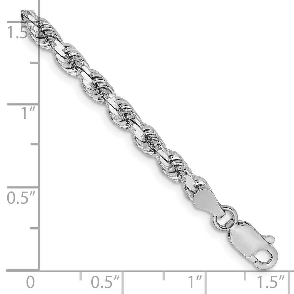 14K White Gold 3.75mm Diamond-cut Rope with Lobster Clasp Chain