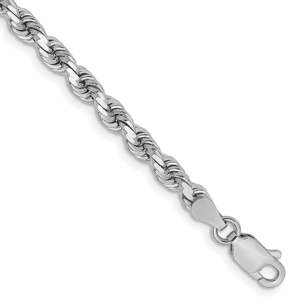 14K White Gold 3.75mm Diamond-cut Rope with Lobster Clasp Chain