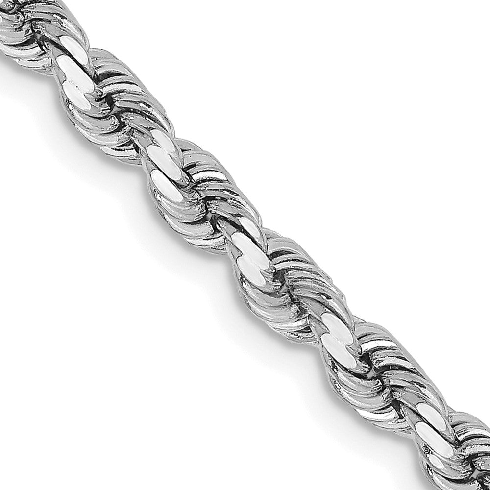 14K White Gold 3.75mm Diamond-cut Rope with Lobster Clasp Chain