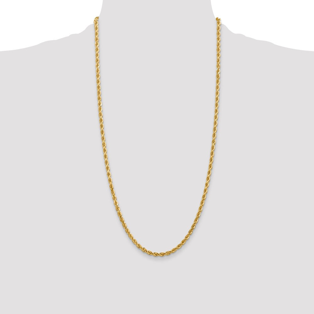 14K 4mm Diamond-cut Rope with Lobster Clasp Chain