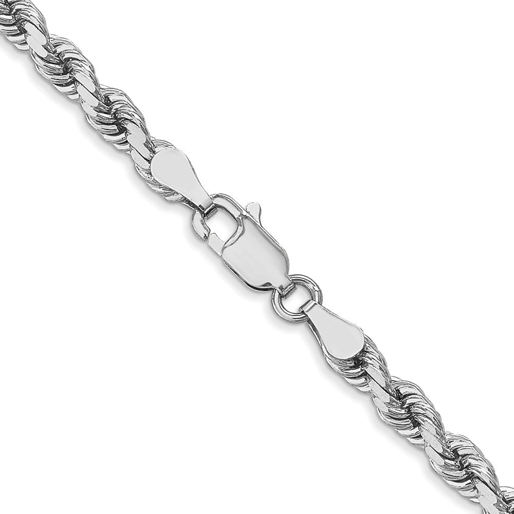 14K White Gold 4mm Diamond-cut Rope with Lobster Clasp Chain