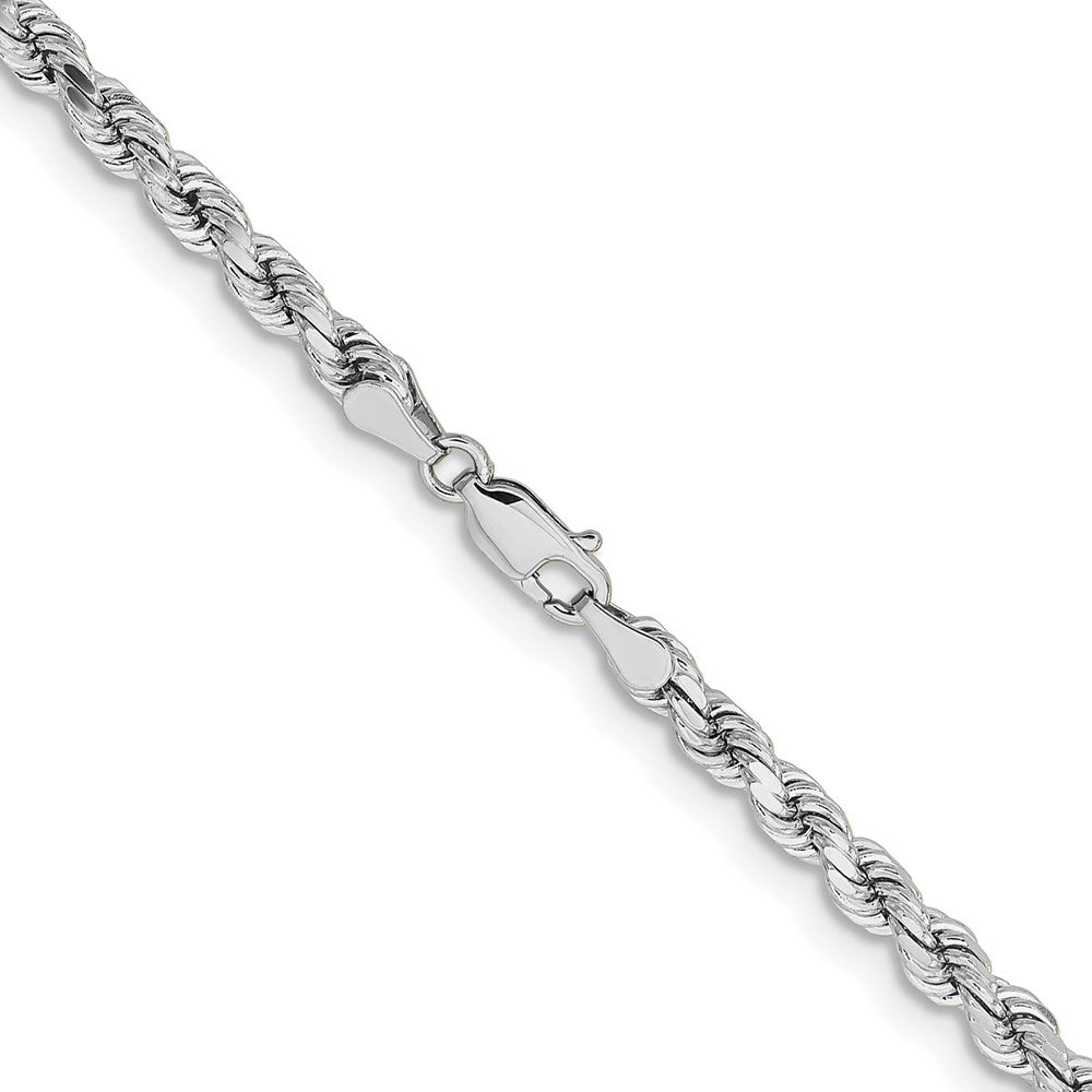 14K White Gold 4.25mm Diamond-cut Rope with Lobster Clasp Chain