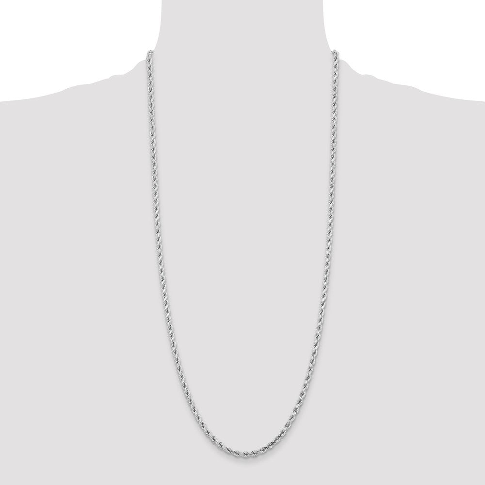 14K White Gold 4.25mm Diamond-cut Rope with Lobster Clasp Chain