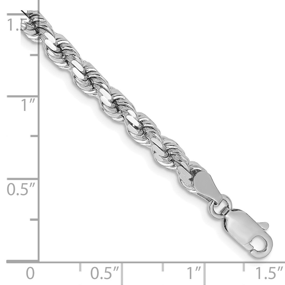 14K White Gold 4.25mm Diamond-cut Rope with Lobster Clasp Chain