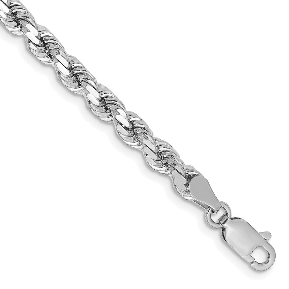 14K White Gold 4.25mm Diamond-cut Rope with Lobster Clasp Chain