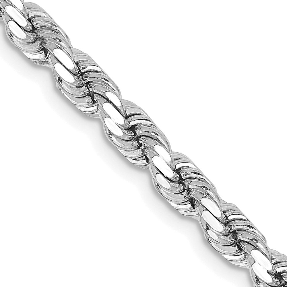14K White Gold 4.25mm Diamond-cut Rope with Lobster Clasp Chain